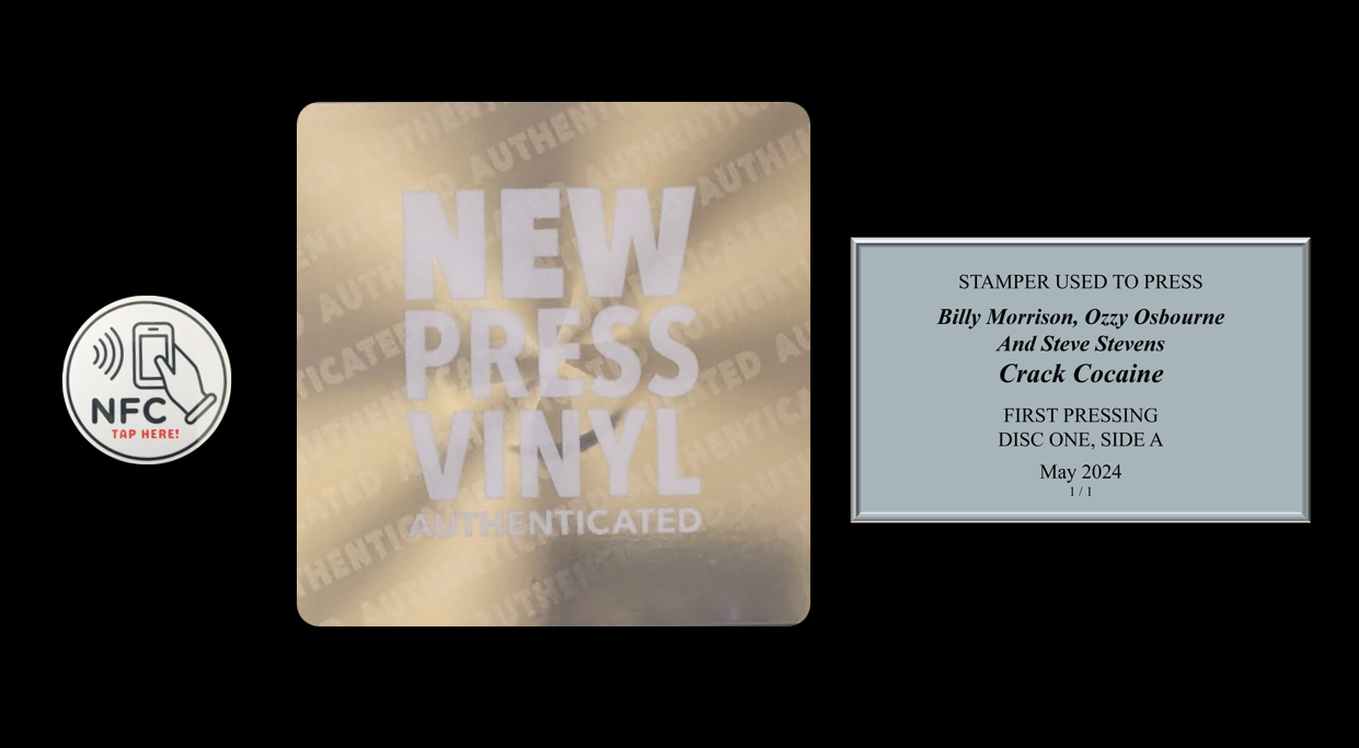 SOLD-Billy Morrison, Ozzy Osbourne and Steve Stevens - Crack Cocaine STAMPER PLATE (Disc One, Side A, 1/1)