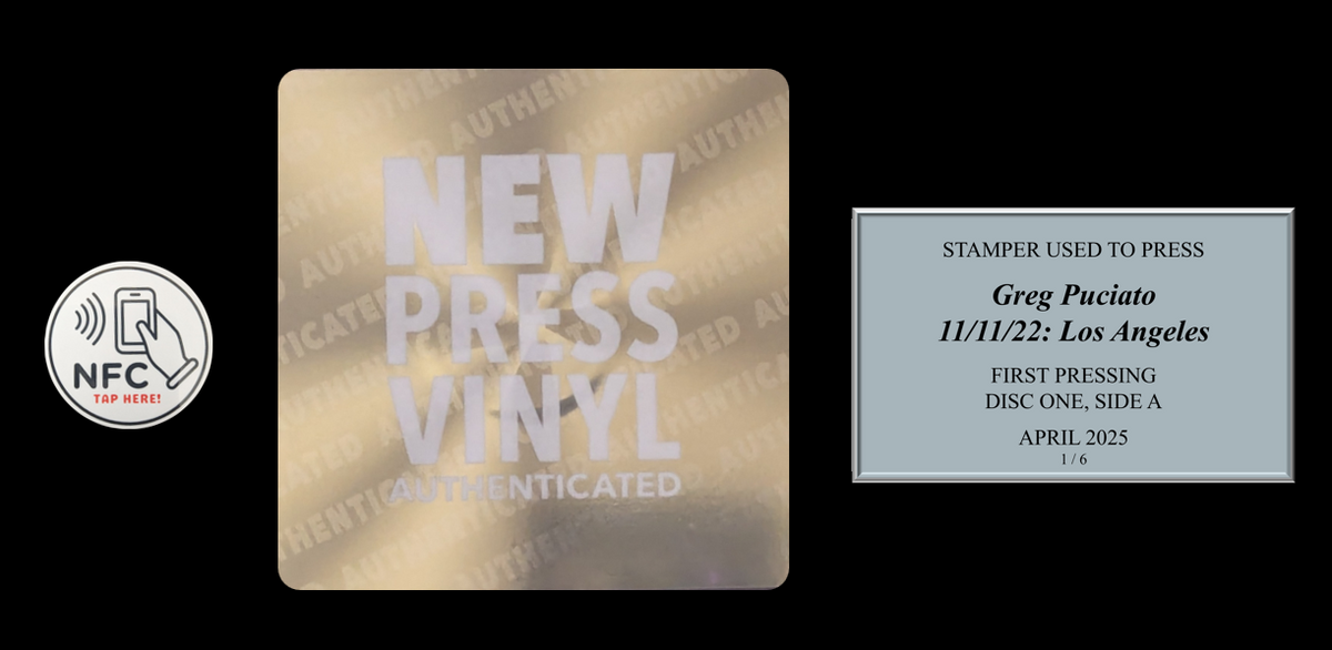 Greg Puciato - 11/11/22: Los Angeles STAMPER PLATE (Disc One, Side A, 1/6, Autographed)