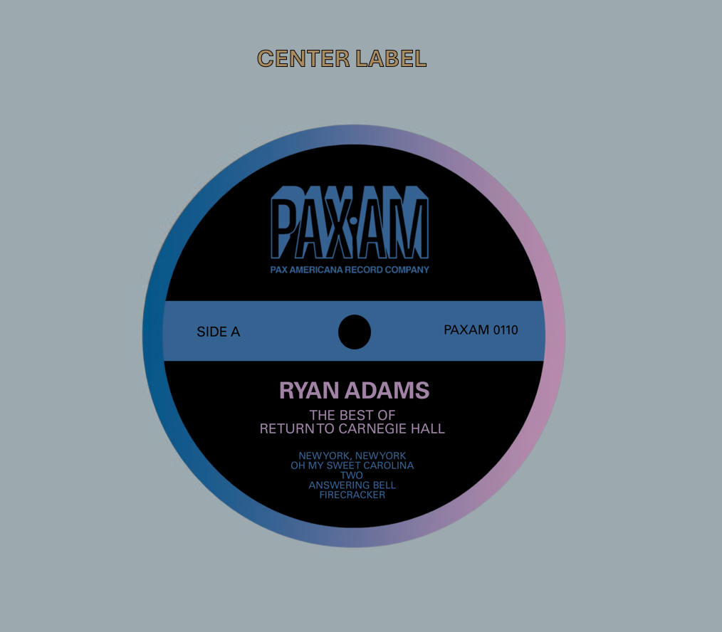 Ryan Adams - The Best Of Return To Carnegie Hall LACQUER (Disc One, Side A, 1/1, Autographed)