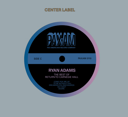 Ryan Adams - The Best Of Return To Carnegie Hall LACQUER (Disc Two, Side C, 1/1, Autographed)