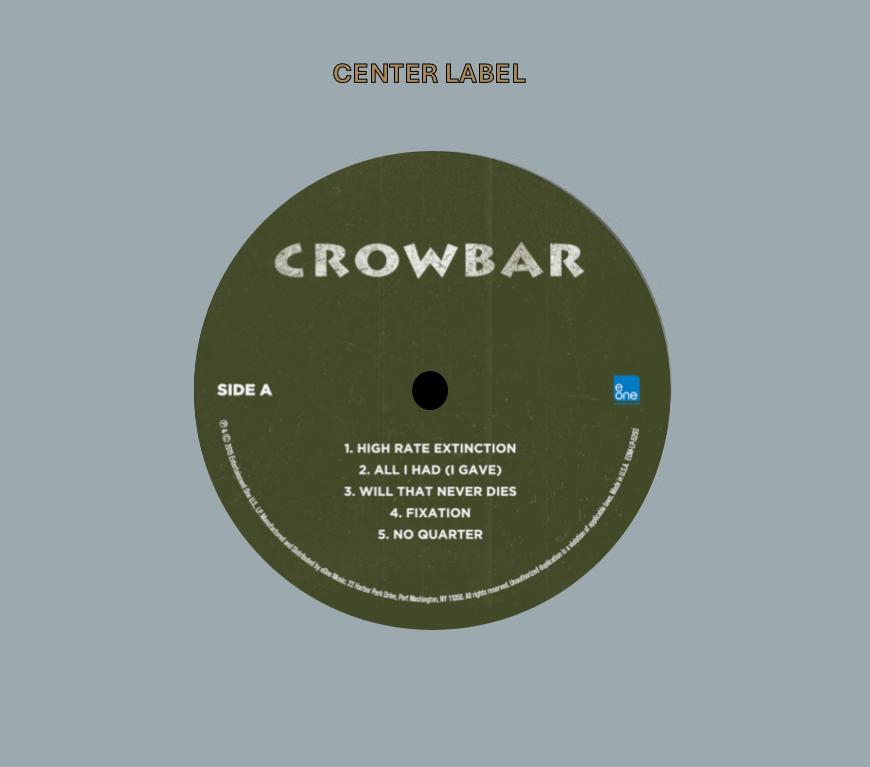 Crowbar - Crowbar STAMPER PLATE (Disc One, Side A, 1/2)
