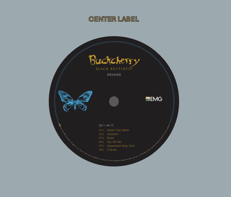 Buckcherry - Black Butterfly - Deluxe STAMPER PLATE (Disc One, Side B, 1/1, Autographed)